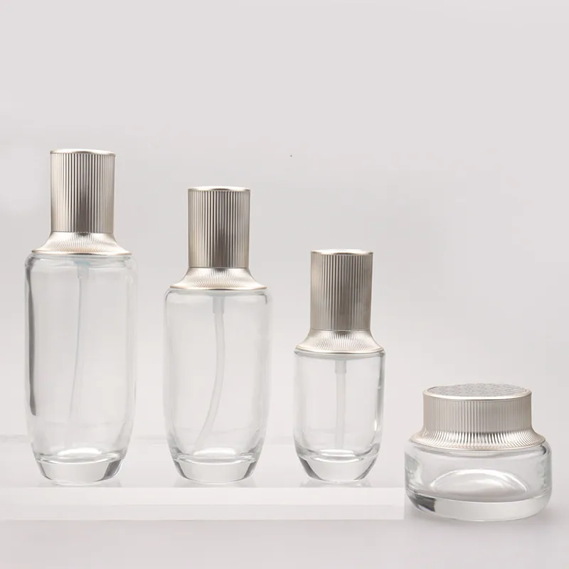 Transparent Body Wholesale  120ml  100ml For Emulsion Lotion Liquid Cosmetic Usage 50g Cream Glass Jar