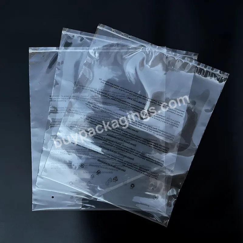 Transparent Clear Zipper Panties Clothing Wholesale Pe Plastic Zip-lock Bag For Pacagaing With Warning Words