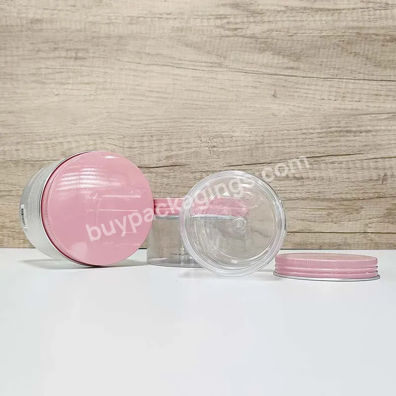 Transparent Cosmetic Skincare Body Butter Food Pet Plastic Smoothie Jar For Jam With Rose Gold Lid