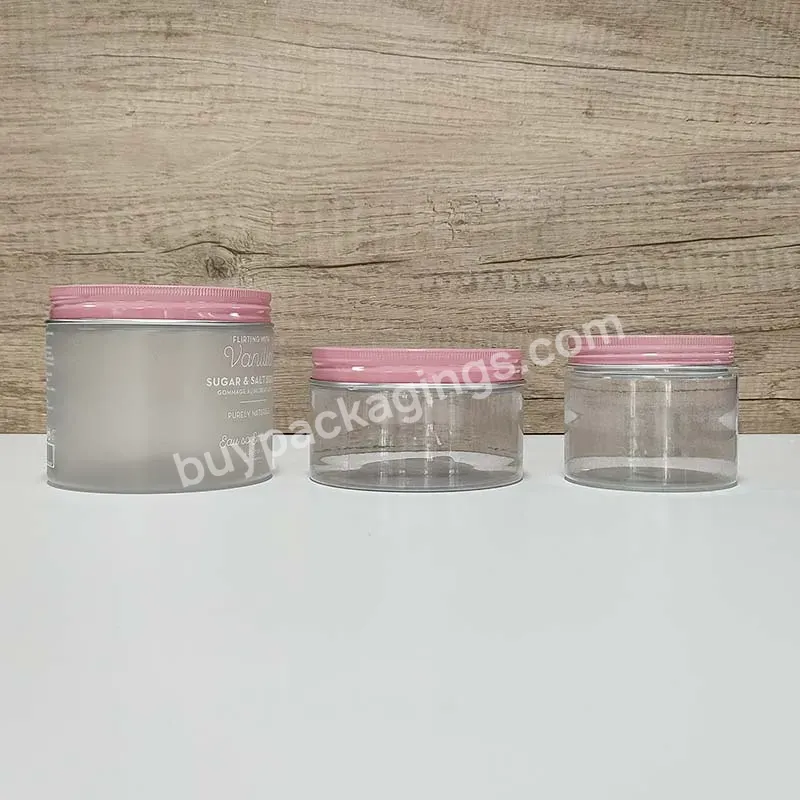 Transparent Cosmetic Skincare Body Butter Food Pet Plastic Smoothie Jar For Jam With Rose Gold Lid