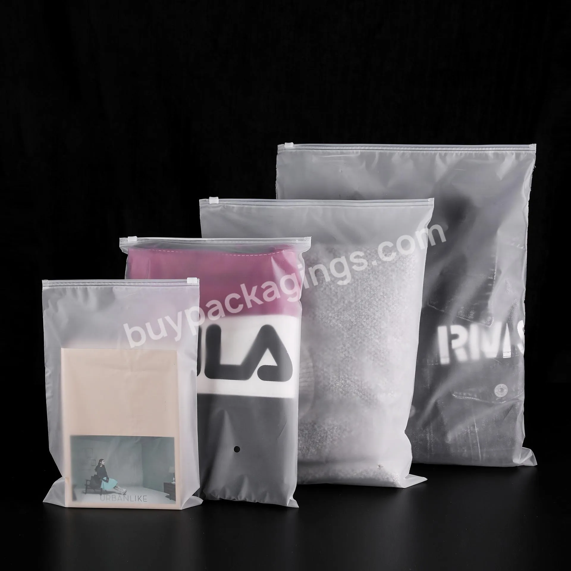 Transparent frosted clothing zipper bag clothes packaging bag pe underwear plastic bag for clothing