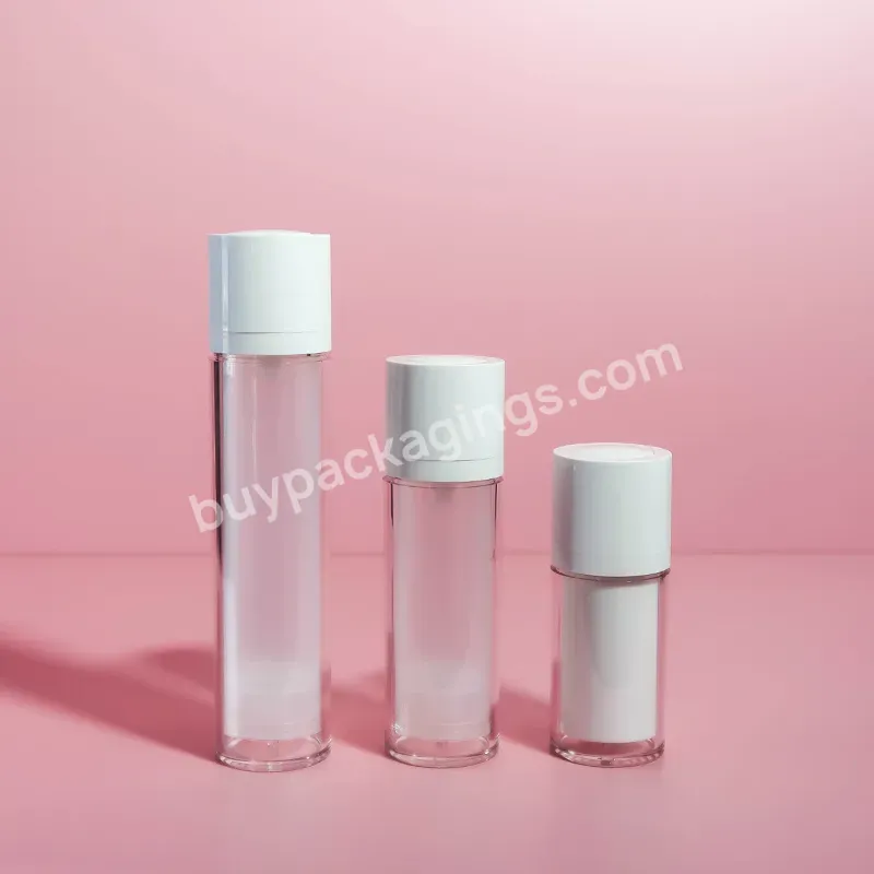 Transparent Frosted Lotion Refillable Cosmetic Packaging 15ml 30ml 50ml Airless Pump Spray Cream Bottle With Cap