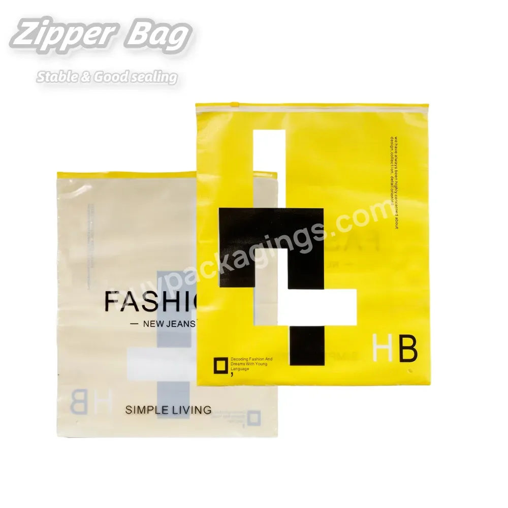 Transparent Frosted Plastic Bag,Customized Printed Logo With Slider Packaging,Clothing Zipper Bag