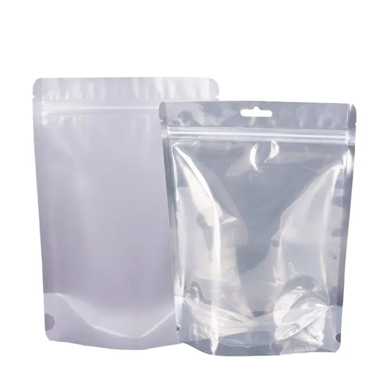 Transparent Frosted Zipper Clear Stand Up Packaging Window Mylar Poly Plastic Food Bag For Food