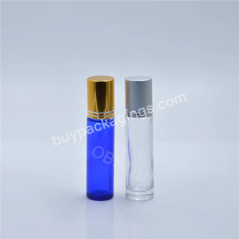 Transparent Glass 10ml Perfume Roller Ball Bottle Empty Roll On Oil Bottles With Silver Cap