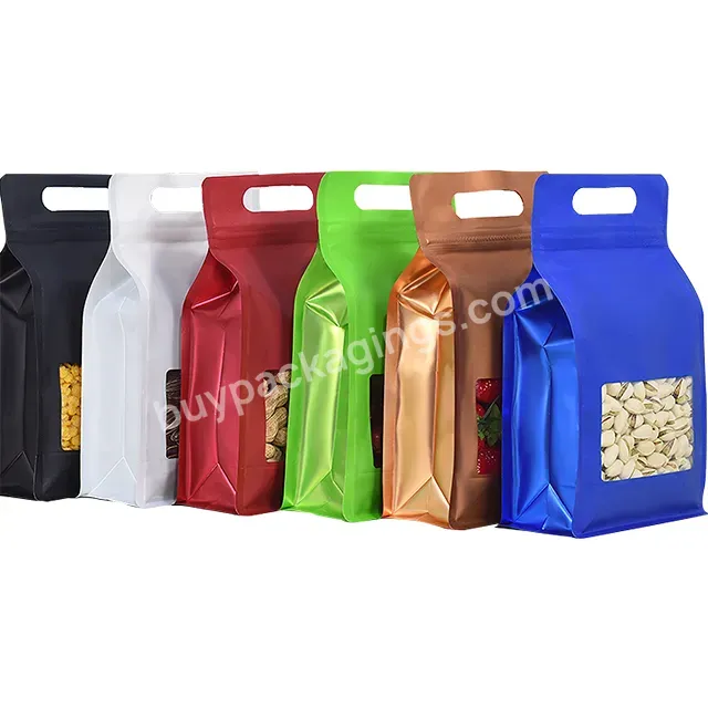 Transparent Kraft Paper Custom Opp Side Gusset Zipper Cellophane Pet Dog Food Nut Coffee Bags Pouch Flat Bottom Soft