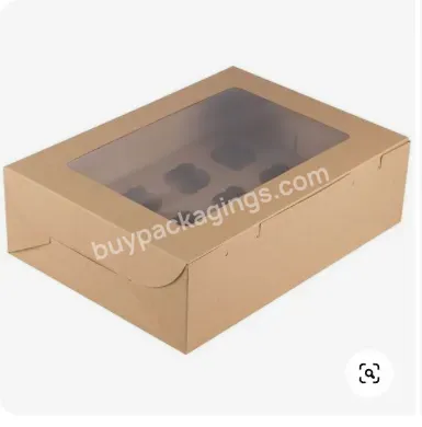 Transparent Paper Bakery Box With Dividers Custom Clear Lid 14x10 Carton With Window Bakery Box