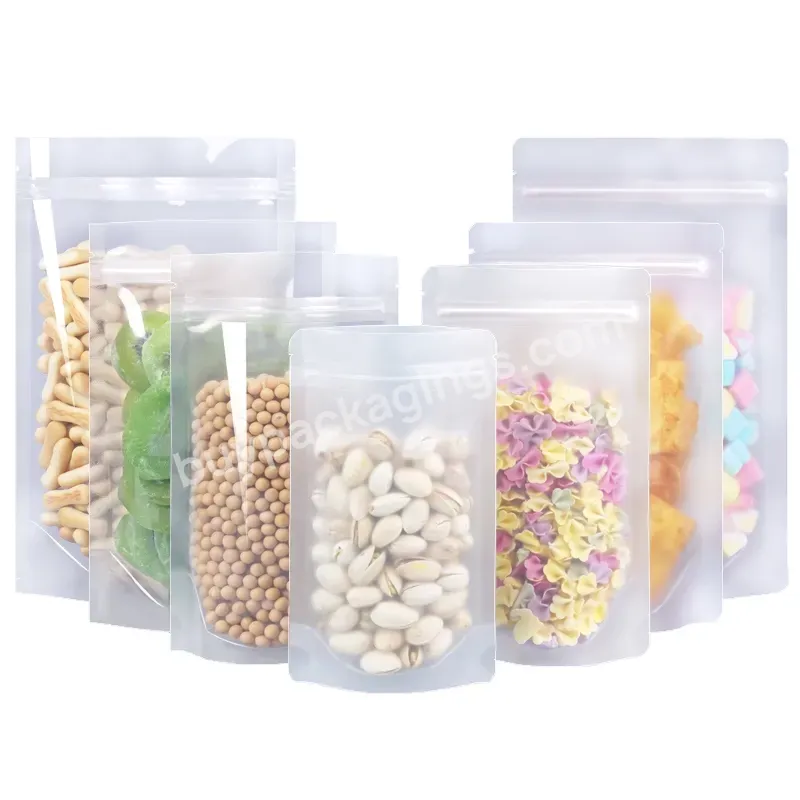 Transparent Plastic Self-supporting Zipper Bag Is Used To Pack Food Such As Nuts And Candy