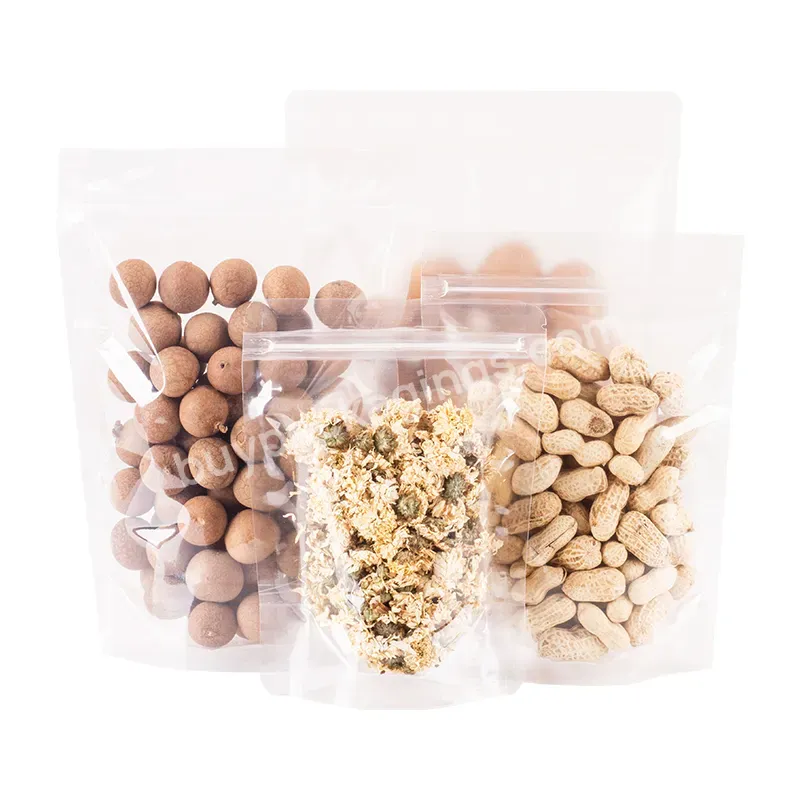 Transparent Plastic Self-supporting Zipper Bag Is Used To Pack Food Such As Nuts And Candy