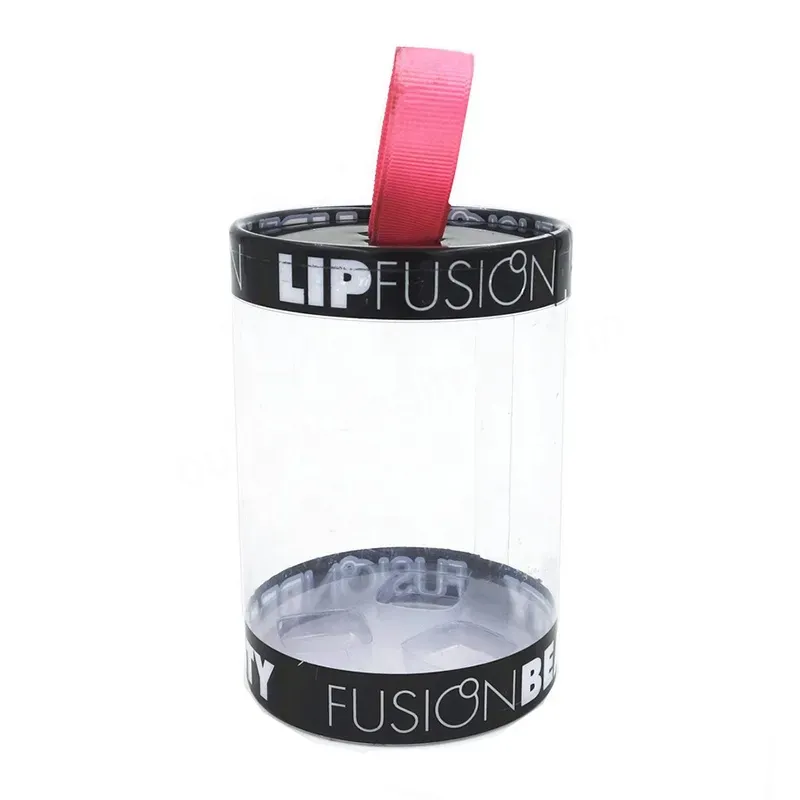 Transparent Pvc Pet Rpet Pp Plastic Round Tube Cylinder Packaging Box With Metal Lid