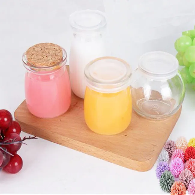 Transparent Round Fancy 100ml 150ml Yogurt Glass Pudding Bottle For Sale