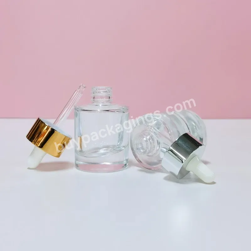 Transparent Thick Bottom Round Shape 1 Oz 30 Ml Essential Oil Glass Dropper Bottle For Cosmetic Packaging