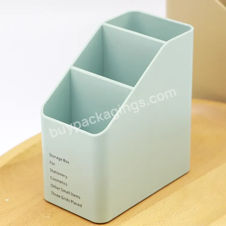 Trapezoidal 3 Grid Colored Creative Pen Holder Makeup Brush Storage Box Pen Container Plastic Stationery Pencil Cup Pot - Buy Colored Pencil Holder,Stationery Pen Holder,Creative Pen Holder.