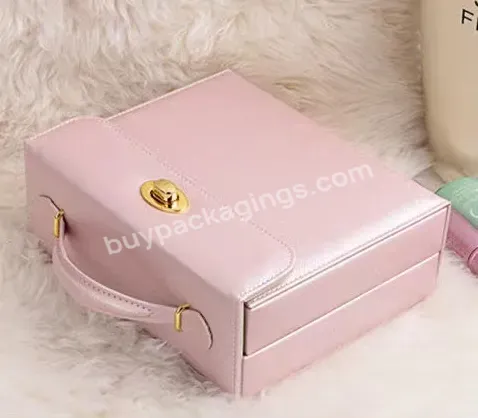 Travel Portable Jewelry Box For Earrings Rings Necklaces Bracelets Watches Pu Leather Jewelry Storage Box With Mirror