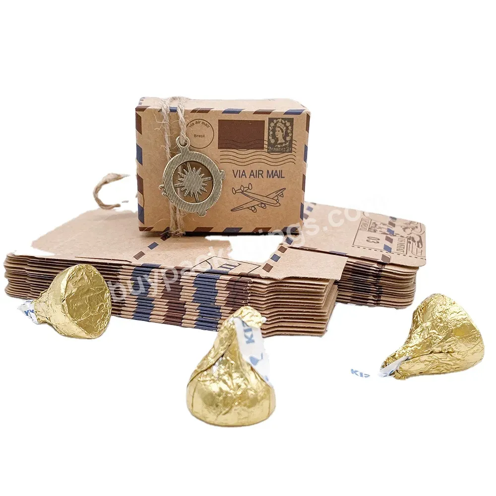 Travel Theme Airplane Air Mail Gift Packaging Boxes Wedding Souvenirs Vintage Favors Kraft Paper Candy Box