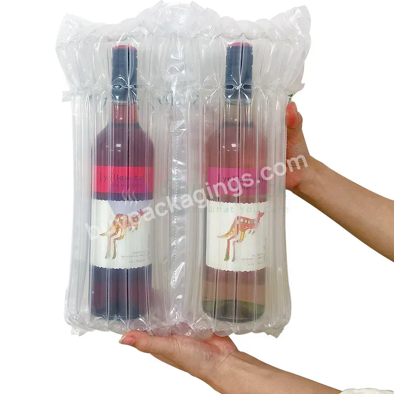 Travel Transparent Seal Cushion Plastic Wrapping Roll Inflatable Protector Column Bubble Wine Bottle Air Bag For Wine Bottle