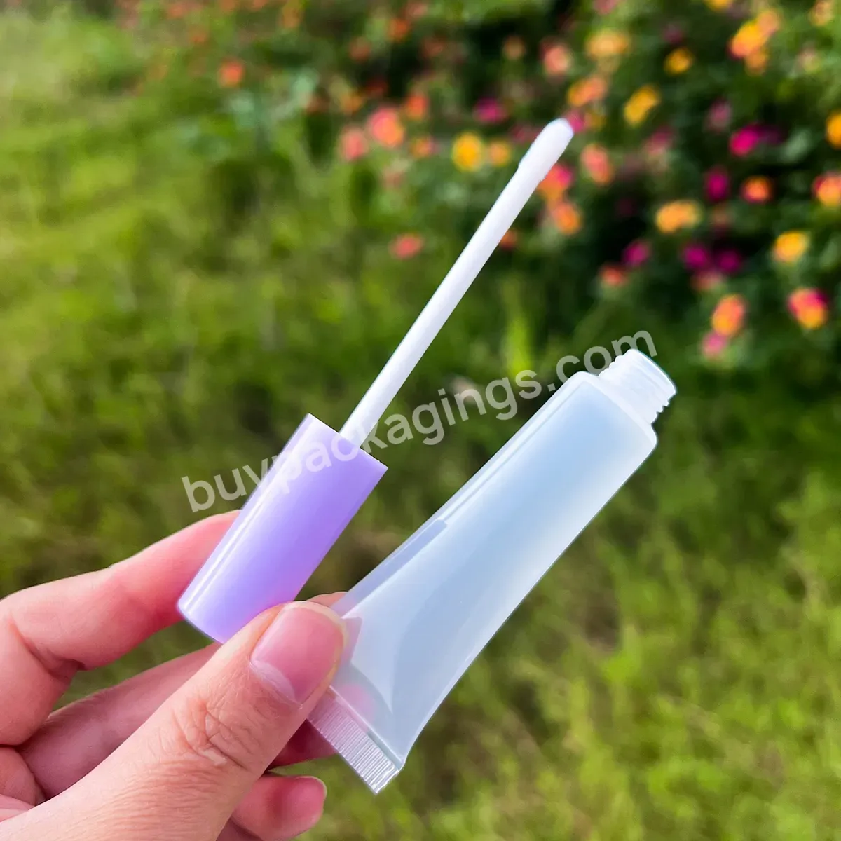 Tube Plastic Container Soft Cosmetic Packaging Empty Clear Push Lip Gloss Squeeze Tubes With Brush