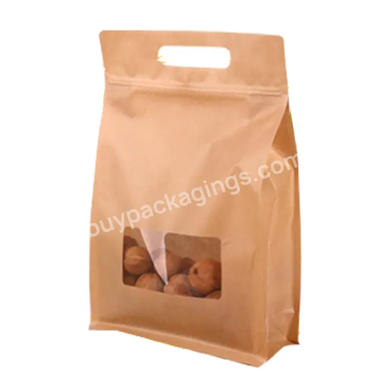 Twist Cheap Brown Wholesale Side Gusset Flat Bottom Kraft Paper Bags With Handles Window
