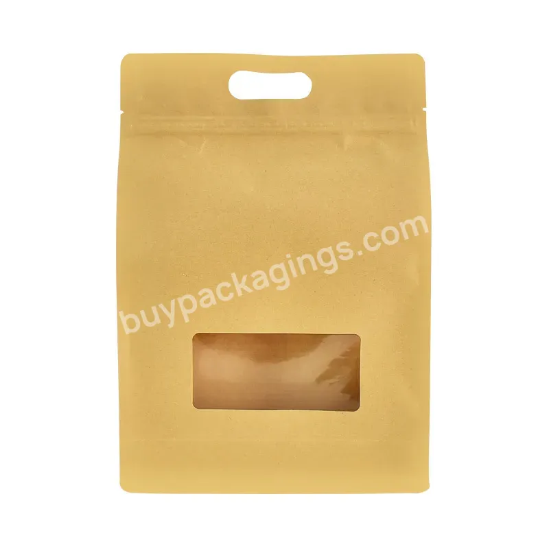 Twist Cheap Brown Wholesale Side Gusset Flat Bottom Kraft Paper Bags With Handles Window