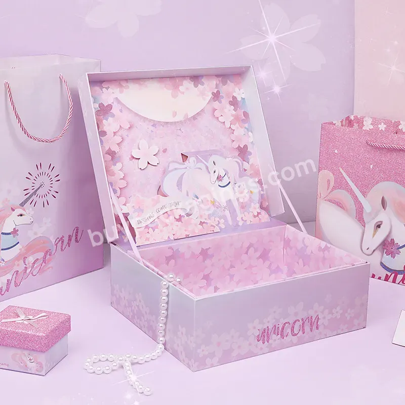 Unicorn Gift Box Stereo Cherry Blossom Pearl Paper Wedding Gift Box Packaging Box