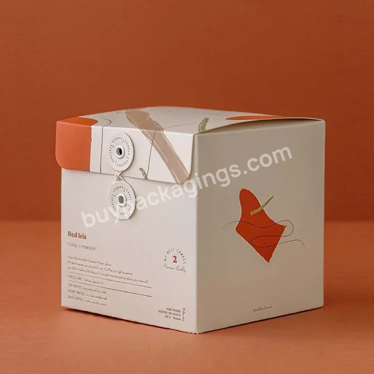 Unique And Creative Paper Folding Candle Box With Button And String Closure String Tie Candle Box