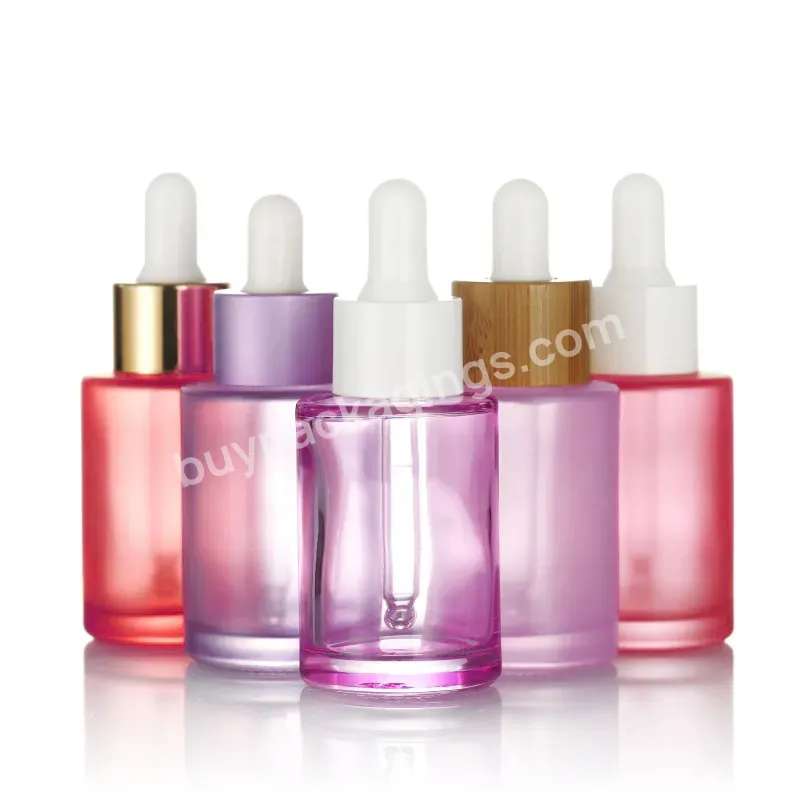 Unique Colorful Dropper Bottle Packaging Pink Rubber Essential Oil Glass Dropper Bottle 1oz