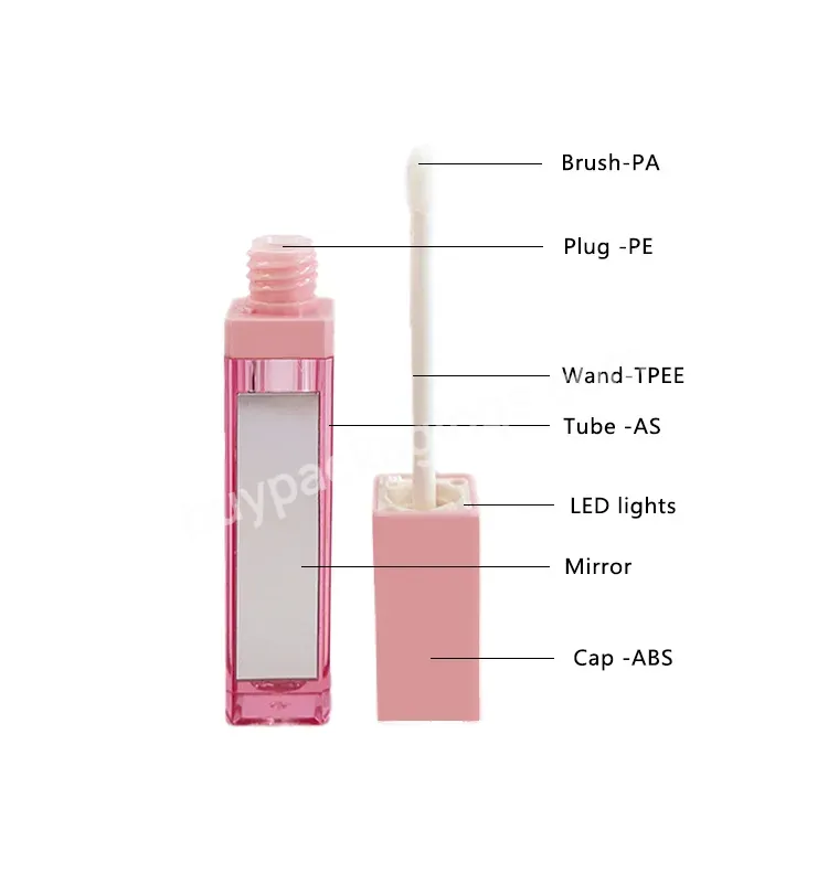 Unique New Design Empty Led Lip Gloss Tubes Container For Private Label Custom With Box Lipgloss Tubes With Light And Mirror