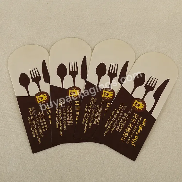 Unique Printed Disposable Cutlery Set Spoon Fork Knife Chopsticks Paper Sleeve
