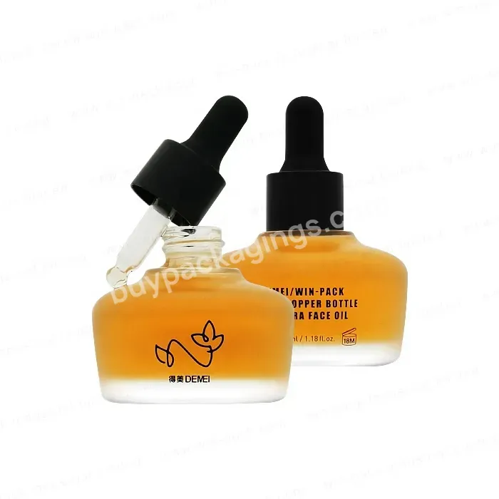 Unique Shape 30ml Serum Bottle Glass Dropper Bottle Screen Printing Cosmetic Packing Personal Care Round 35ml,30ml 5000pcs