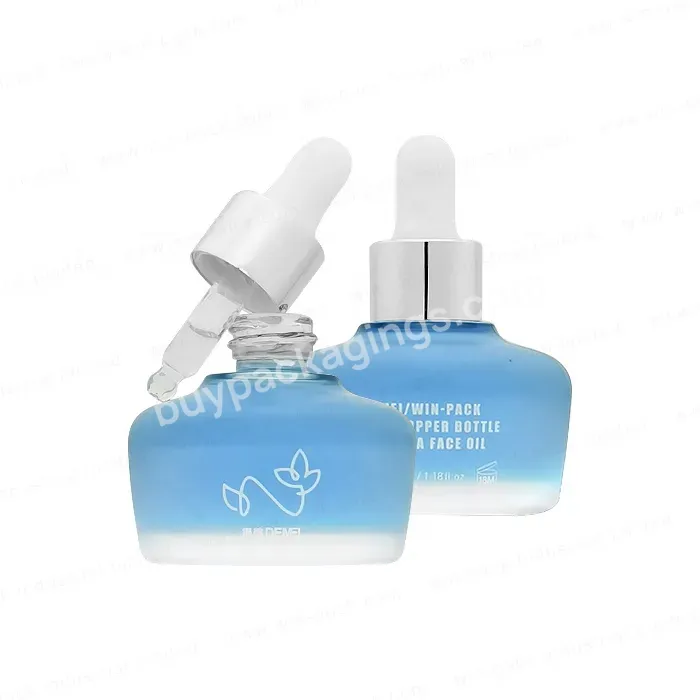 Unique Shape 30ml Serum Bottle Glass Dropper Bottle Screen Printing Cosmetic Packing Personal Care Round 35ml,30ml 5000pcs