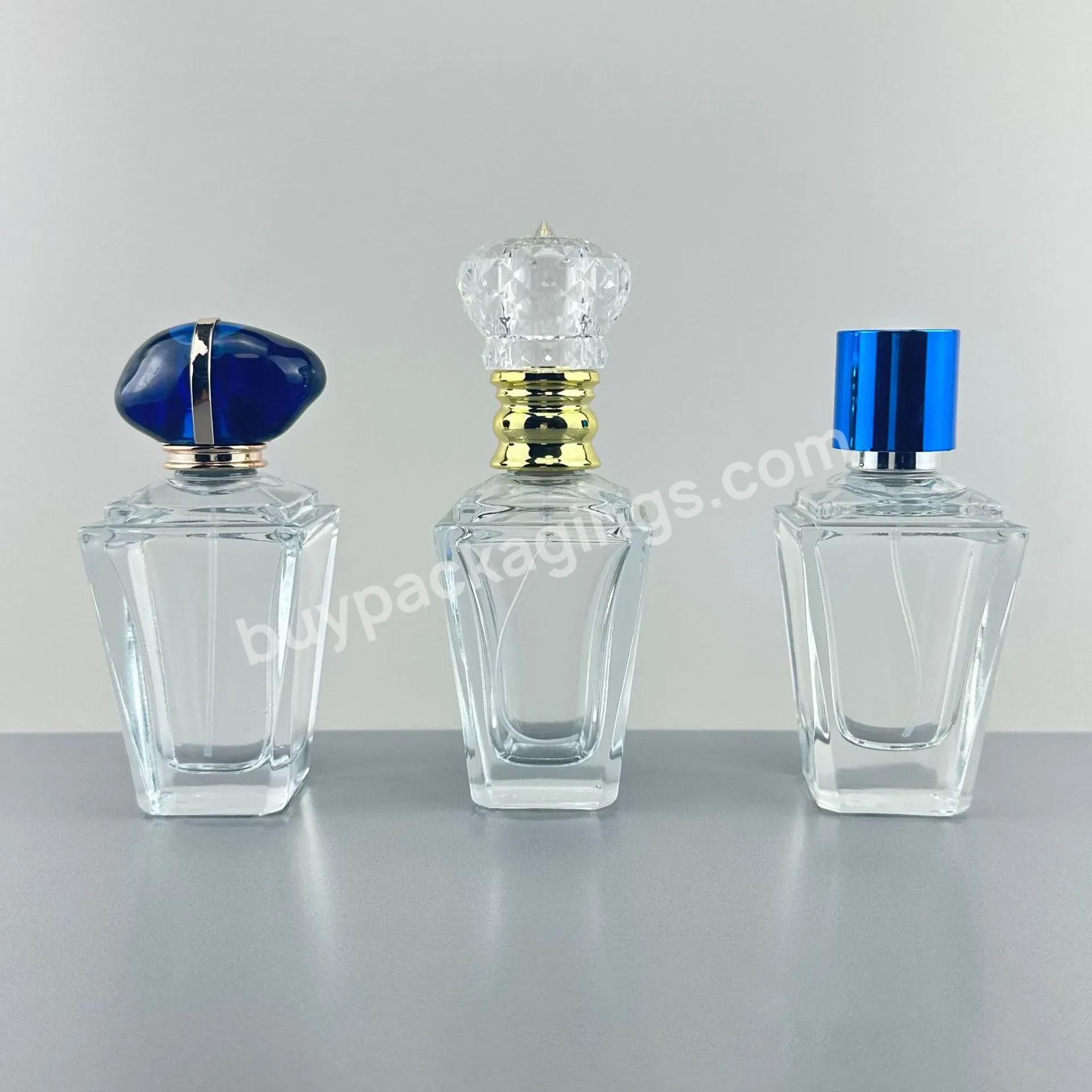 Unique Shape Glass Perfume Bottle 60ml Crystal Mist Spray Perfume Bottle Arabic Oil Perfume Bottle