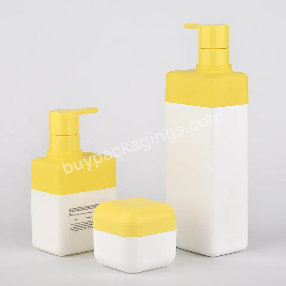 Unique Square Hdpe Lotion Pump Bottle Body Cream Skin Care Conditioner Packaging Plastic Lotion Pump Bottle