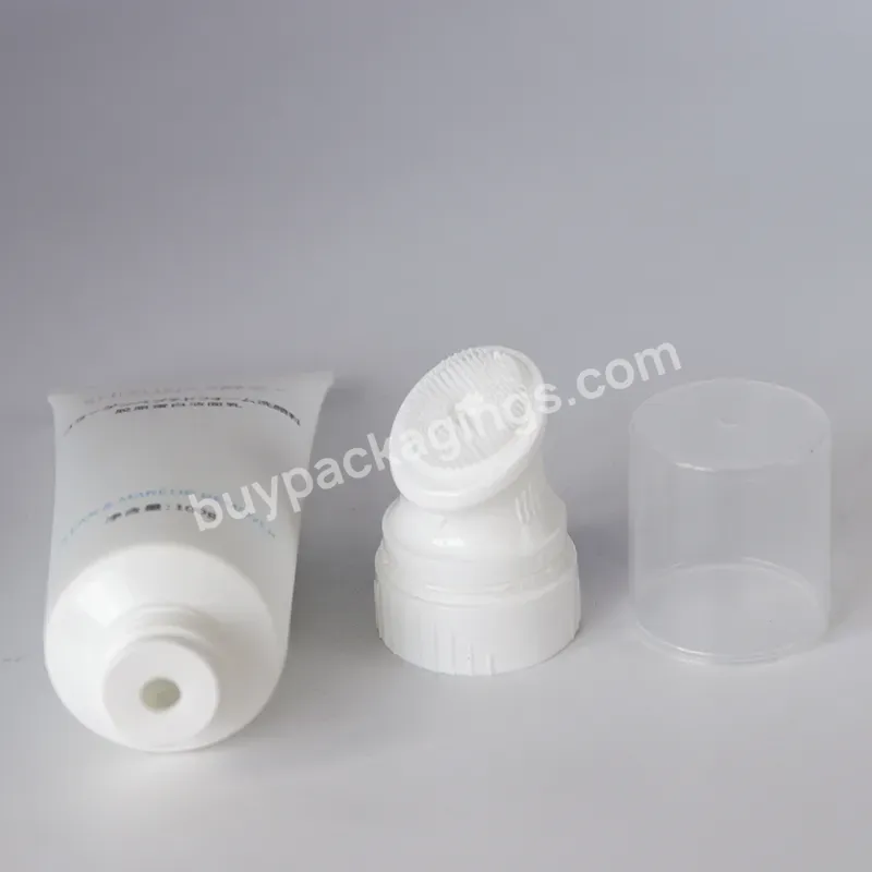 Unique White Skincare Make Up Squeeze Bottles For Cream Facial Cleanser Tubes With Soft Silicone Brush