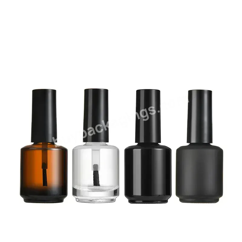 Unique Wholesale Matte Black Round 10ml 15ml Clear Uv Nail Gel Polish Empty Glass Bottle With Brush