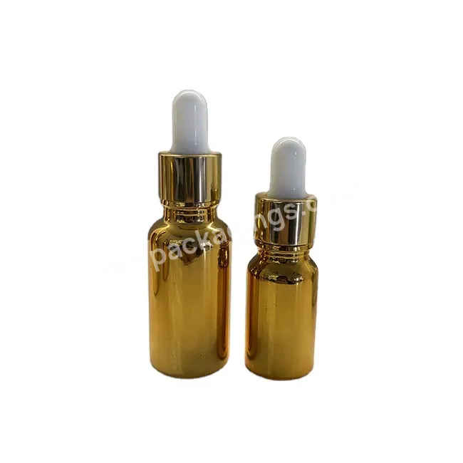 Uv Shinny Golden Glass Essential Oil Dropper Bottle 5ml 10ml 15ml 20ml 30ml 50ml 100ml