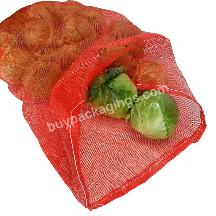 Uv Treated Firewood Vegetable Onion Potato Fruit Packaging Pp Tubular Net Mesh Raschel Mesh Bag With Drawstring