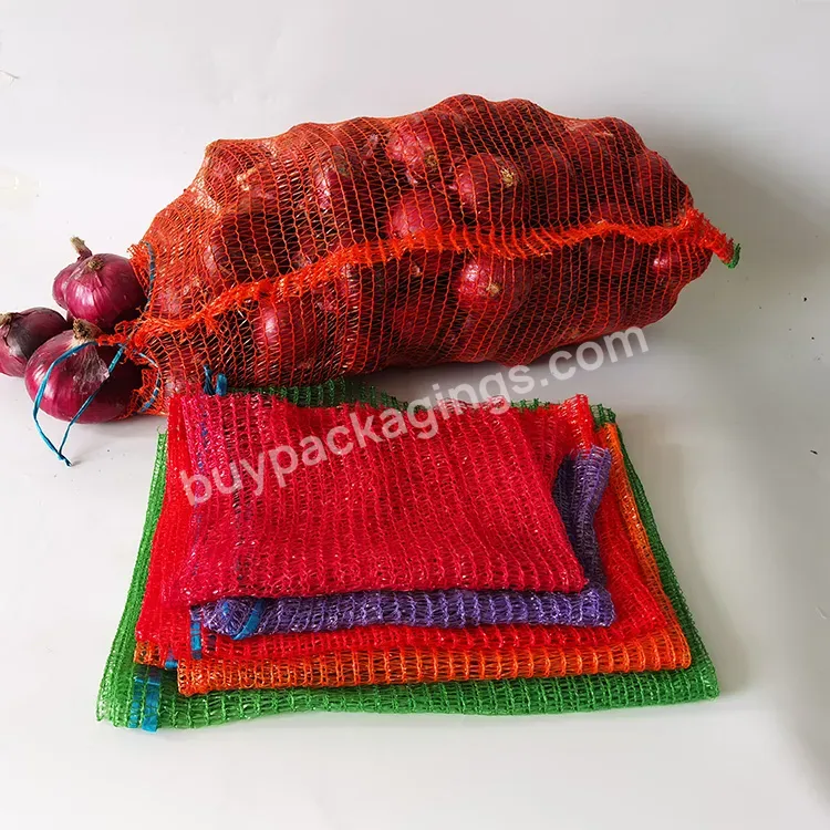 Uv Treated Firewood Vegetable Onion Potato Fruit Packaging Pp Tubular Net Mesh Raschel Mesh Bag With Drawstring
