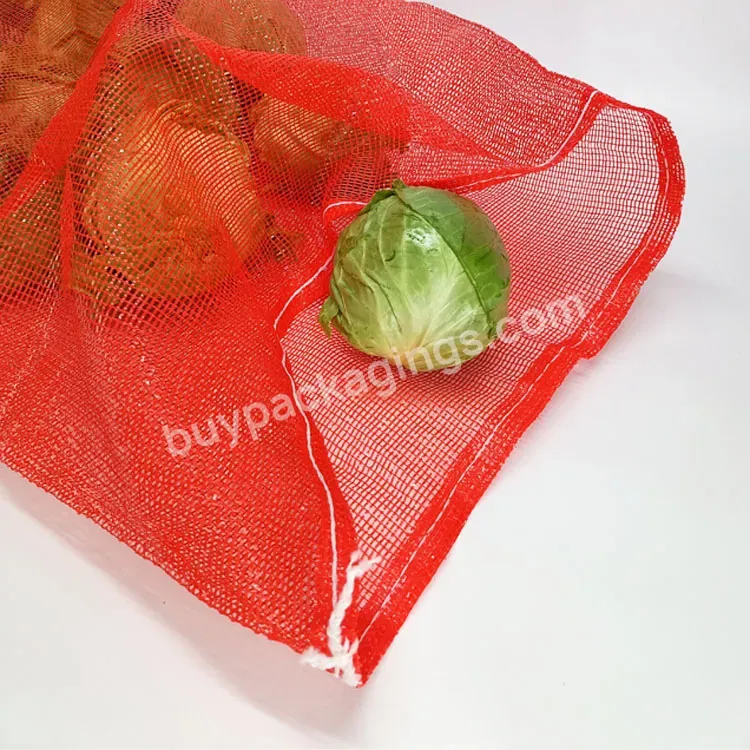 Uv Treated Firewood Vegetable Onion Potato Fruit Packaging Pp Tubular Net Mesh Raschel Mesh Bag With Drawstring