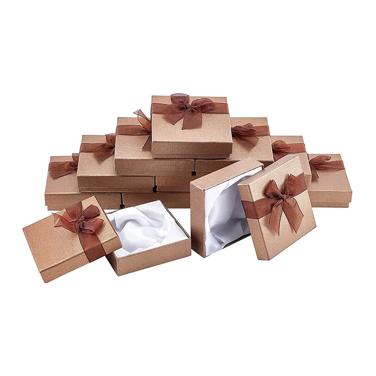 Valentine Matte Black Small Jewelry Gift Cardboard Box Packaging With Butterfly Ribbon