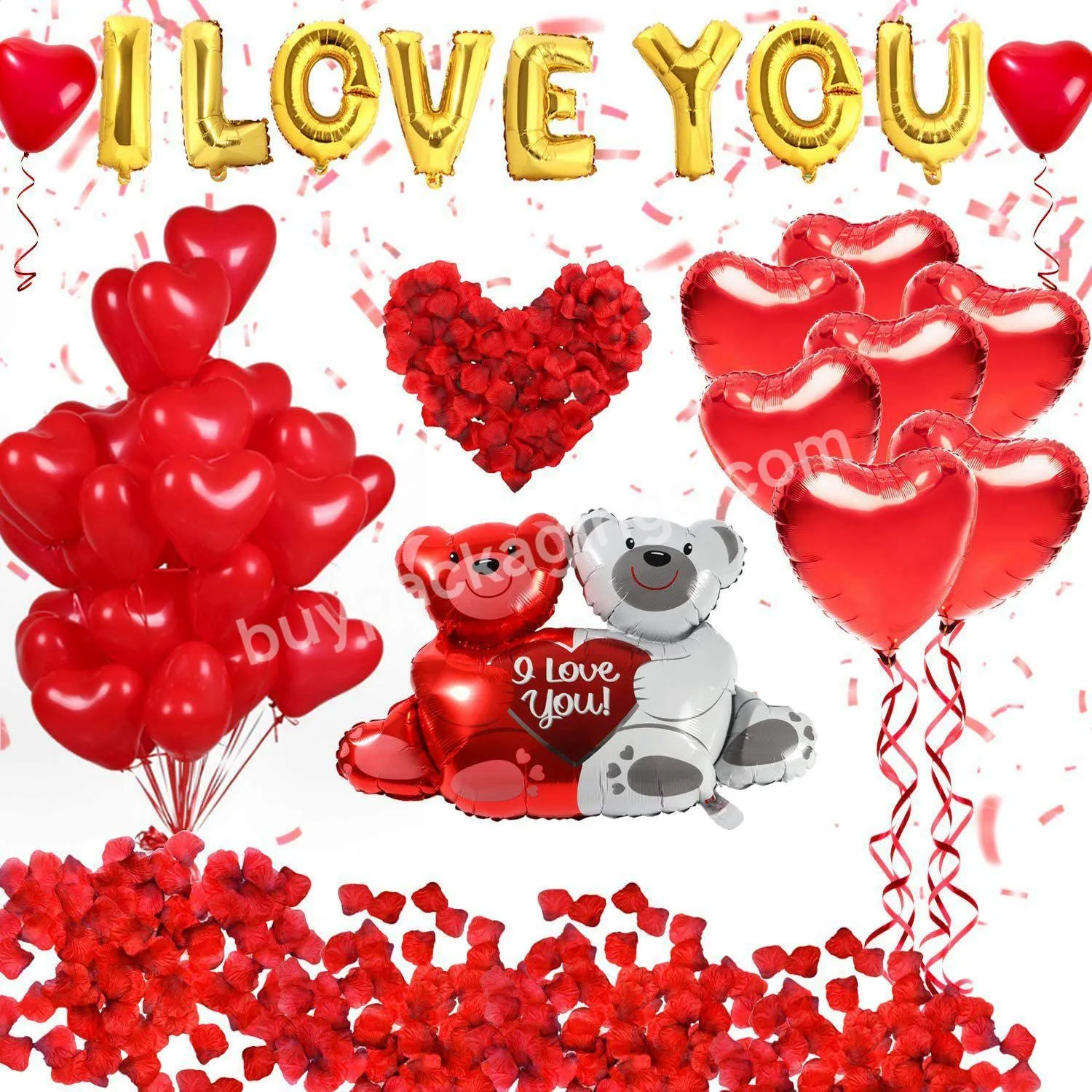 Valentine's Day balloon I LOVE YOU Simulated rose petal balloon Heart bear aluminum membrane balloon