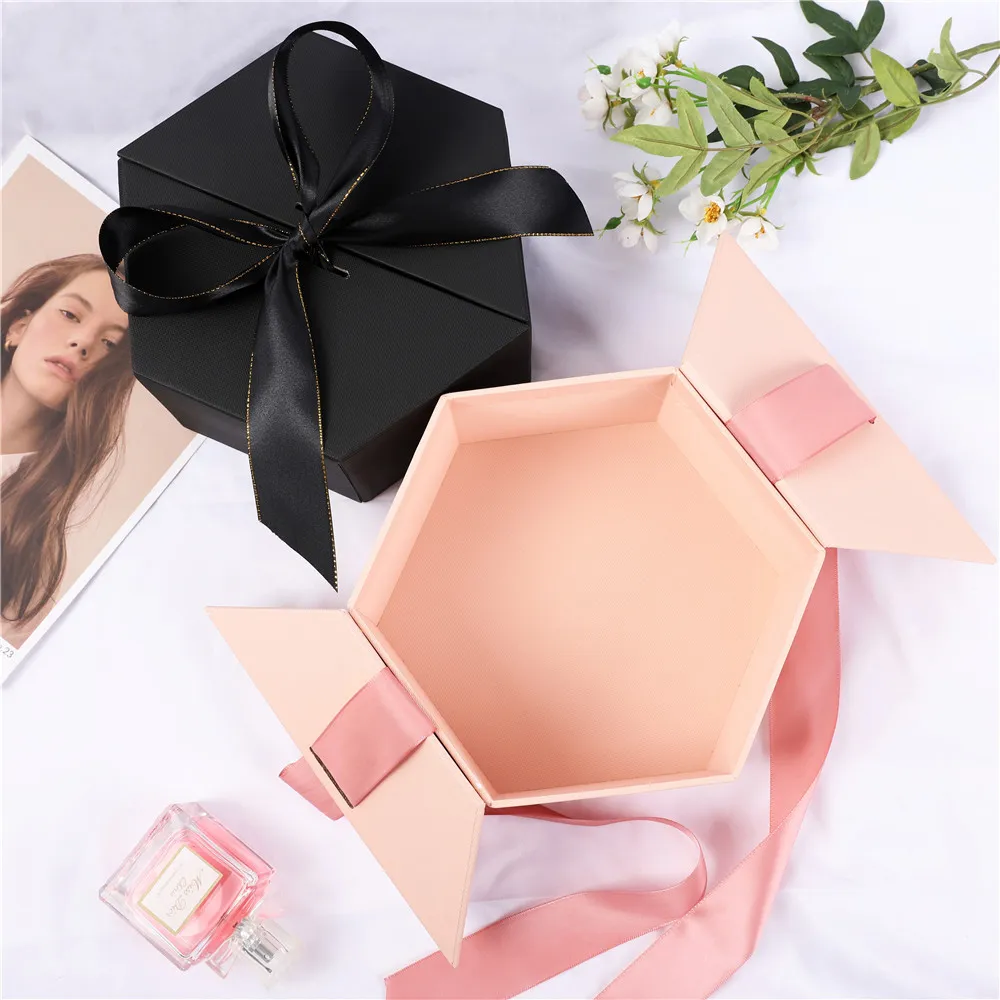 Valentine's Day Hexagonal Gift Box Wedding Companion Hand Cosmetics Flower Gift Box
