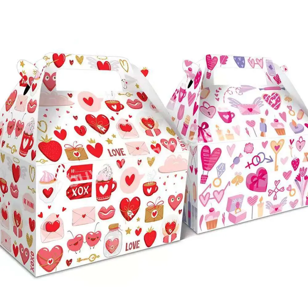 Valentine's Day Kraft Paper Gable Gift Boxes Treat Boxes Goodies Candy Cake Party Favor Box For Wedding Decorations
