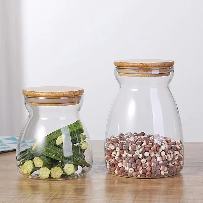 Various Size High Quality  Handmade High Borosilicate Airtight kitchen Glass Storage Jars