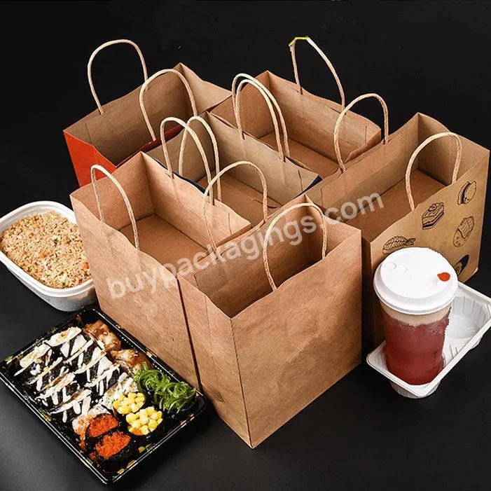 Various Specifications Custom High Quality Food Packaging Kraft Paper Bag For Bread  Dessert Fast Food Takeaway