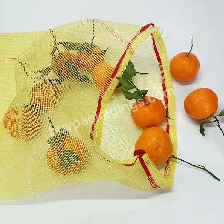 Vegetables 60*90cm Pp Material Red Tubular Mesh Bags With A Drawstring Packing Nets