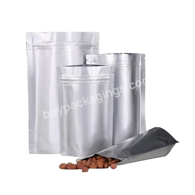 Vertical Aluminum Foil Silver Spot Tea Aluminum Foil Bag Food Packaging Bag Self-support Zipper Bag Seal Wholesale