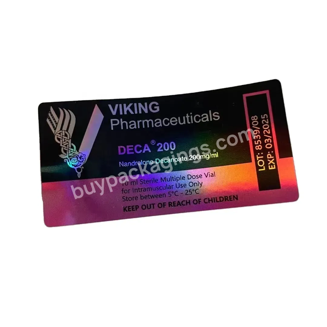 Viking Pharmaceuticals Laser Holographic Strong Glue 10ml Vial Labels For Pharmacy Medication Bottles