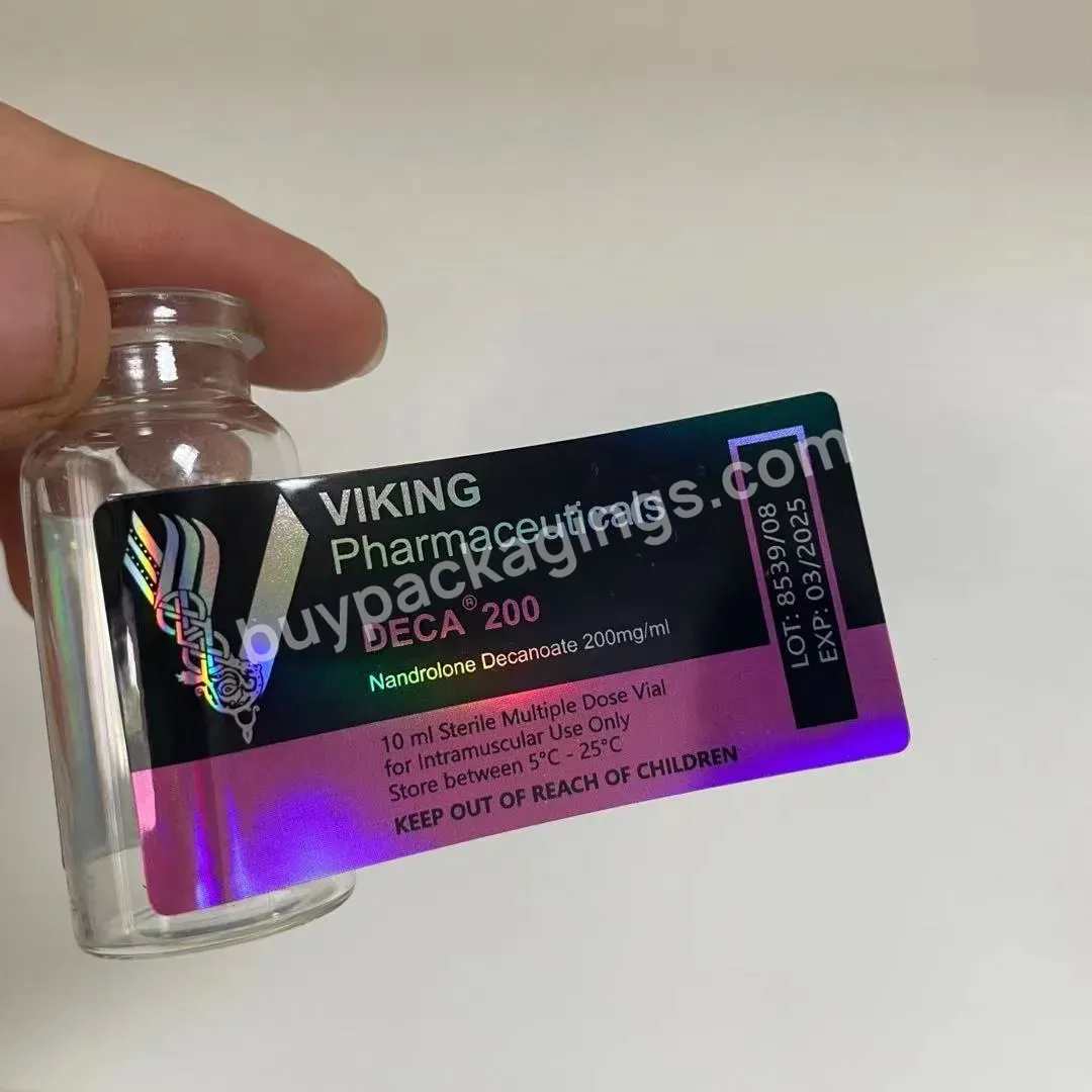 Viking Pharmaceuticals Laser Holographic Strong Glue 10ml Vial Labels For Pharmacy Medication Bottles