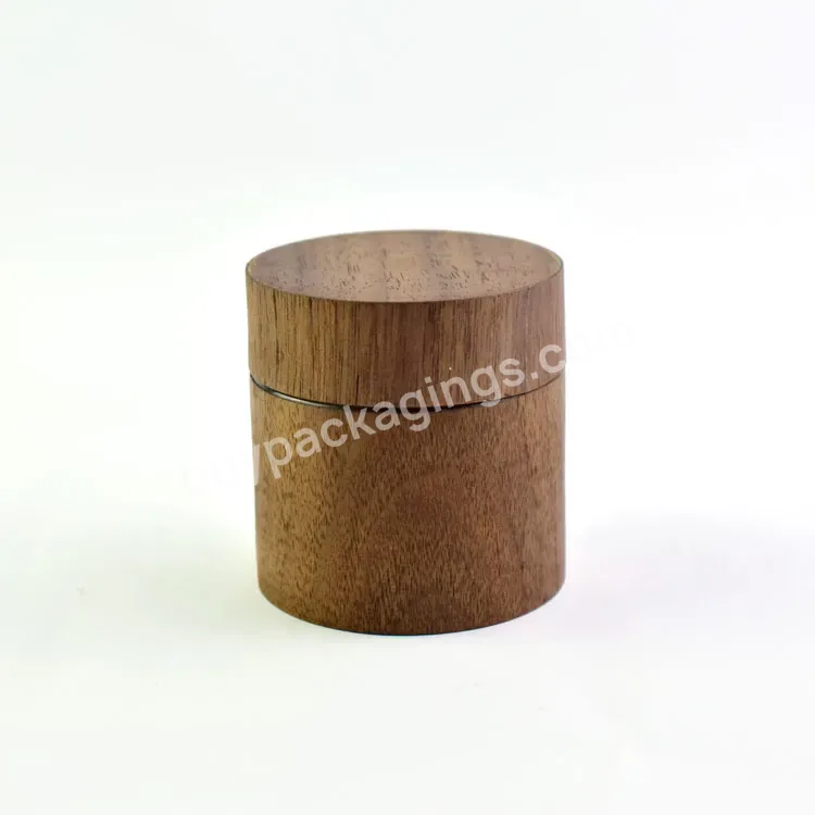 Walnut Wooden Glass Jars With Child Resistant Lid For Flower Cosmetic Cream 90ml 3oz