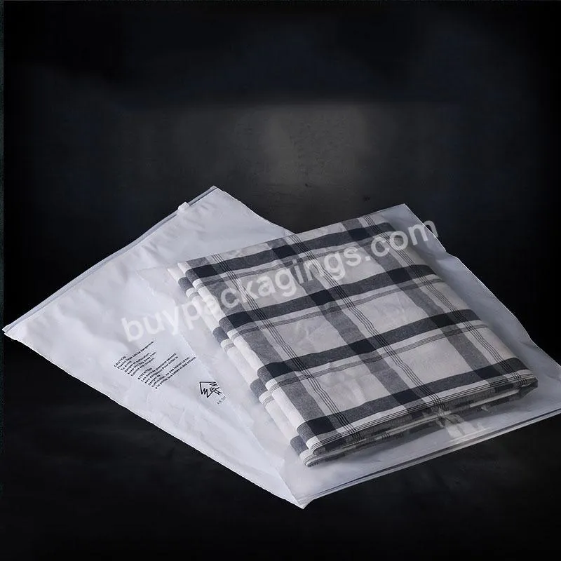 Warning notice transparent frosted PE plastic zipper bag for clothing underwear socks